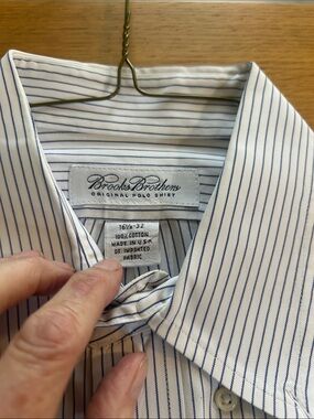Brooks Brothers 16.5-32 White Shirt with Blue Pinstripes
